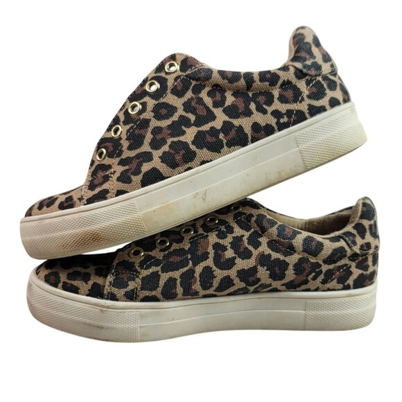 2/$15 Cat & Jack Animal Print Sneakers Brown Size 2 Leopard Cheetah No Laces - Picture 5 of 10